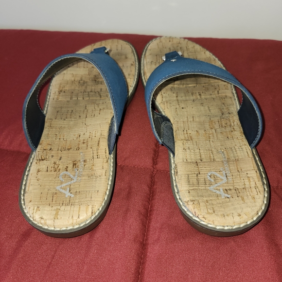 Aerosoles A2 Cool Cat Womens Sandals Navy Cork Size 8.5 Comfort Fit Used - Picture 6 of 11